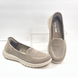 Skechers Slip-ins Shoes Womens 7.5 Taupe Knit Slip On the Go Flex Serene Comfort